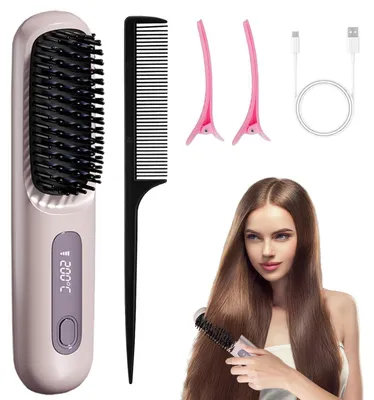 Image de Brosse lissante sans fil, avec affichage LED et 3 réglages de température, fonctionnant de 160°C à 200°C