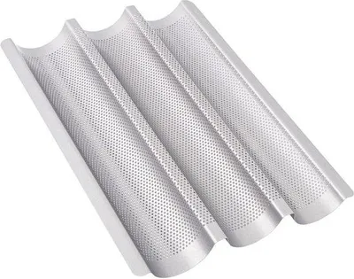 Productafbeelding van Baguette Bakvorm voor 3 Stokbroden - Antiaanbaklaag - Bakplaat 38 x 27,5 cm