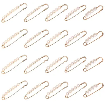 20 Sicherheitsnadeln mit Perlen, Gold, 5 Größen, 3,8–7,5 cm