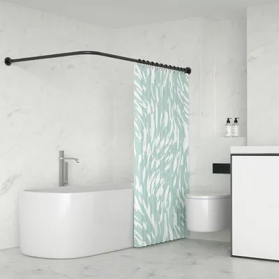 Produktbild von Famanu Duschvorhangstange verstellbar - Edelstahl - 156 x 156 cm - Schwarz