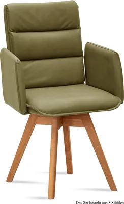 Produktbild von Armlehnstuhl drehbar (8er-Set) Dorri 52x92x60 Eiche geölt/Olivgrün