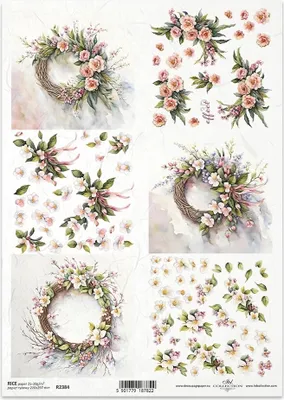 Produktbild von ITD Reispapier Decoupage Bastelpapier Serviettentechnik-R2384 Girlanden, Sträuße, Blumen