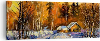 Produktbild von Bild auf Leinwand - Leinwandbild - Winter Wald Wiese - 140x50cm - Wand Bild - Wanddeko - Wandbilder - Leinwanddruck - Bilder - Kunstdruck - Wanddekoration - Leinwand bilder - Wandkunst - AB140x50-3535
