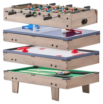 Produktbild von VEVOR 4-in-1 Kombi-Spieltisch-Set, 48" Air-Hockey-Tisch, Multi-Kombinationstisch mit Air-Hockey, Billard, Tischfußball, Tischtennis, Schiebern & Pucks, Sport-Arkade-Tisch für das Familien-Spielzimmer Büro, 82cm
