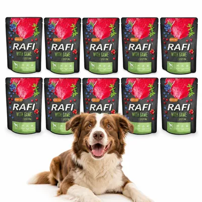 Obrázek produktu pro RAFI Mokré krmivo pro psy 10 × 300 g v kapsičkách – zvěřina, Dolina Noteci, productTiles.product.images.aiGenerated