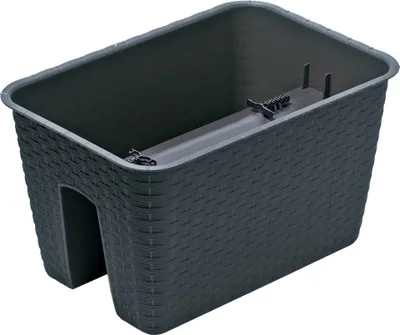 Produktbild von Balkonový květináč Antracitová 39,6 cm Ratan na zábradlí