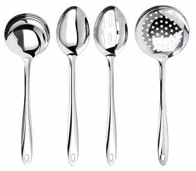 Kochlöffel-Set, 4-teilig, Edelstahl, 34,5–34,7 cm