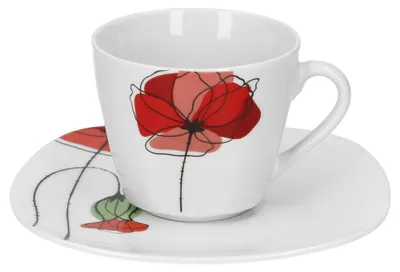 Obrázek produktu pro Šálek na kávu s podšálkem Monika porcelánové nádobí květina-makové semínko