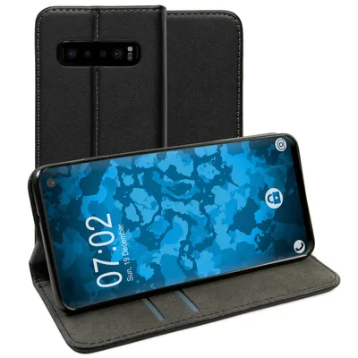 Produktbild von PhoneNatic Kunst-Lederhülle kompatibel mit Samsung Galaxy S10 - Book-Case schwarz Cover