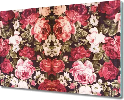 Produktbild von Glas-Herdabdeckplatte Glaskeramikkochfeld-Abdeckung Spritzschutz - 80x52 cm - Rote Rosen Aquarell