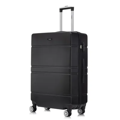 Produktbild von Koffer Trolley Reisekoffer Suitcase, Rollkoffer Handgepäck ,mit 4 Rollen360°, Hartschalenreisekoffer, Zahlenschloss, Weicher Gummigriff(M, Schwarz)
