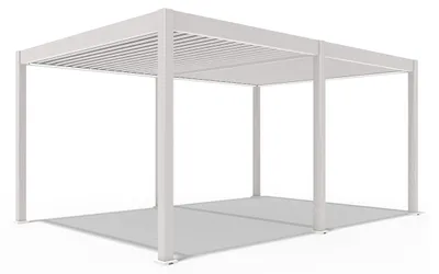 Immagine prodotto di Pergola elettrica Weide E-Deluxe interamente in alluminio, 3,6x5,3 m, con tetto a lamelle color Ivory Sand
