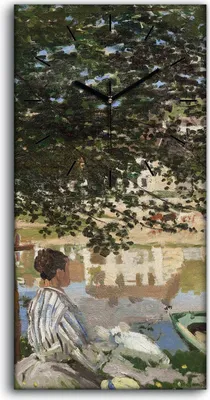 Produktbild von Wandbild Leinwand Bilder Wanduhr Geräuschlos 30x60 Am Ufer der Seine Bennecourt - schwarze Hände
