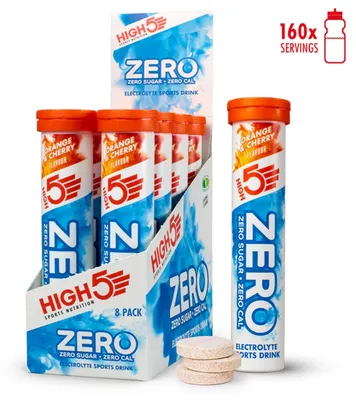 Obrázok produktu pre HIGH5 ZERO Pomaranč a čerešňa, elektrolytové tablety na rozpustenie, 20 tabliet