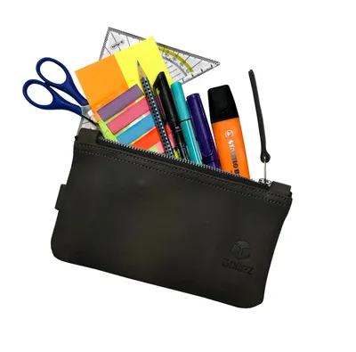 Produktbild von Goliez® Echtleder Federmappe 22x12cm | Federmäppchen | Kosmetiktasche | Kofferorganizer | Schminktasche | Make-up Beutel | Kulturbeutel | Reisepass Hülle | Münzbörsen | Portemonnaie (Mokka Braun)