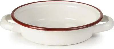 Produktbild von Emaillierter Kochtopf weiß und rot 14cm