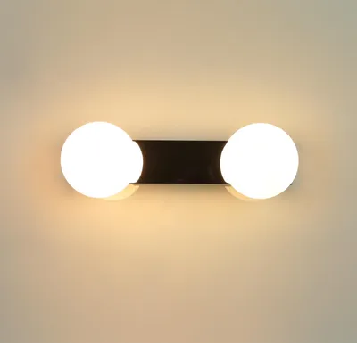 Immagine prodotto di Lampada da parete moderna BRAZOS vetro nero metallo 2 luci corridoio bagno sala da pranzo