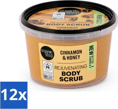 Produktbild von Organic Shop - Verjüngendes Körperpeeling Zimt - Peelend und feuchtigkeitsspendend - 250 ml - Vorteilspack - 12 Stücke