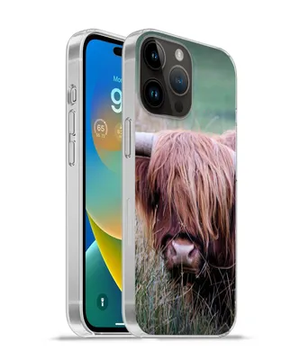 Produktbild von MuchoWow® Handyhülle Schutzhülle Hülle für Apple iPhone 14 Pro Max Schottischer Highlander - Hörner - Gras Silikon Softcase Handy Hülle - Hardcover