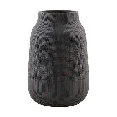 Produktbild von House Doctor Groove, Vase mit runder Form, Ton, Schwarz, Schwarz, Tisch, Innen & Außen