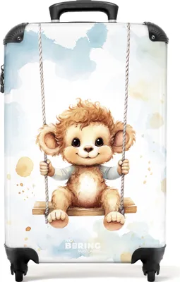 Produktbild von NoBoringSuitcases.com Handgepäck Koffer 55x40x20 cm, Kinderkoffer Tiere: Affenbaby auf Schaukel, 36L