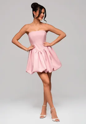 Produktbild von Ombre Elegantes Schulterfreies Minikleid mit Ballonrock rosa L