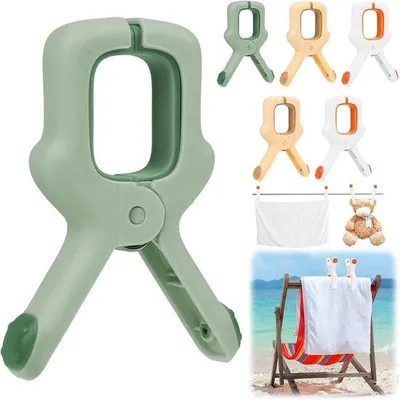 Productafbeelding van Winddichte strandklemsets in 3 kleuren - Grote klittenbandsluitingen voor ligbedden, strandstoelen en parasols - Oranje, wit, lichtgroen, linnenbeige