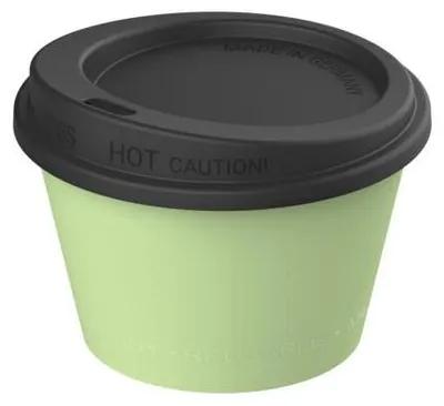 Immagine prodotto di Tazza da caffè "ToGo" senza BPA 100 ml - Tazza riutilizzabile dal sapore neutro - Tazza da caffè 100% riciclabile con chiusura sicura - verde socievole/nero