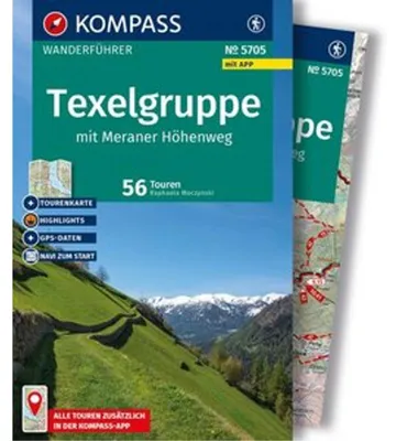 Obrázek produktu pro KOMPASS Wanderführer Texelgruppe mit Meraner Höhenweg, 56 Touren mit Extra-Tourenkarte