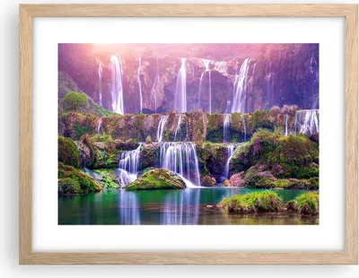 Produktbild von Gerahmtes Poster - Rahmen in heller Eiche - Wasserfall Natur - 40x30 cm - Wand Bild - Wanddeko - Wandbilder - Kunstposter - Wandposter - Bilderrahmen - Bilder - Kunstdruck - Wandbild - P2NAA40x30-3893