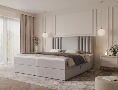 Produktbild von Emlar Boxspringbett Sava 120x200 - Bett mit Matratze und Topper - Boxspringbett mit Bettkasten und Matratze - Boxspringbett Grau (Magic Velvet 2218)