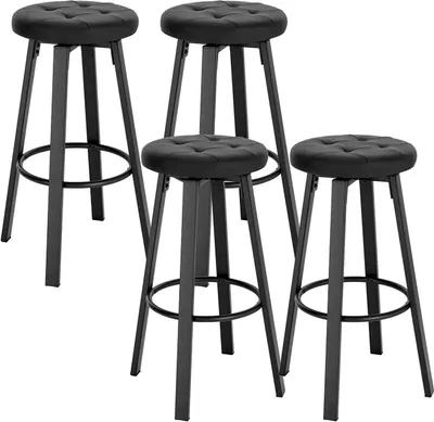Produktbild von WOLTU 4er Set Barhocker, mit drehbarem Sitz, gepolsterer Hocker mit Kunstleder-Bezug, Sitzhocker für Bar Küchen Arbeitszimmer, mit Fußstütze, 120 kg belastbar, Farbe: anthrazit