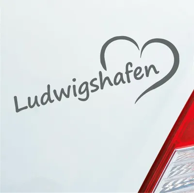 Produktbild von Auto Aufkleber Ludwigshafen Herz Stadt City Love Liebe 20x8 cm Grau Sticker Heckscheibenaufkleber