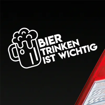 Produktbild von Auto Aufkleber Bier Trinken ist wichtig Saufen Party Feiern 19x9 cm Weiss Matt Sticker Heckscheibenaufkleber