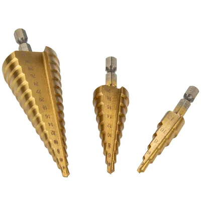 Immagine prodotto di MASTERPROOF PROFESSIONAL HSS - Set di punte a gradino da 3 pezzi, da Ø 4 mm a 32 mm, in scatola di metallo