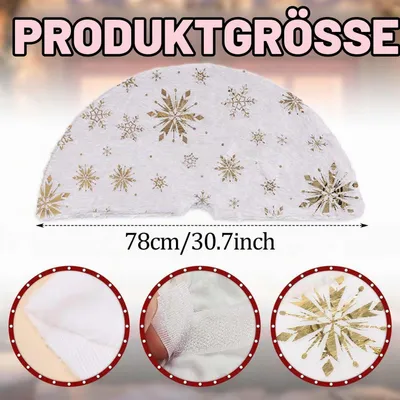 Immagine prodotto di Copertura rotonda per albero di Natale, diametro 78 cm, in ecopelliccia, colore bianco e oro