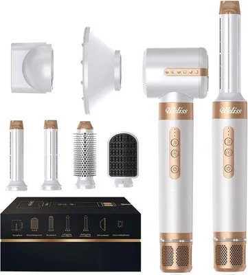 Produktbild von Hochleistungs-Haarstyling-Paket mit Wärmebläser, 7 integrierten Werkzeugen zur Pflege - 110.000 Umdrehungen pro Minute zur optimalen Haar- und Kopfhaut-Behandlung.