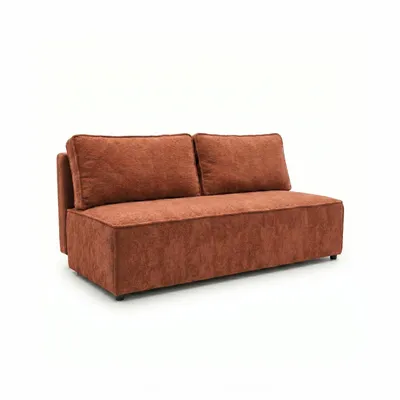 Produktbild von Schlafsofa FORANO 3-Sitzer mit Bettkasten, Sofa Couch mit Schlaffunktion für Wohnzimmer und Jugendzimmer weicher Bouclé-Plüschstoff Kupferrot