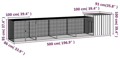 Imagen del producto de Jaula para gallinas – 500 x 91 x 100 cm – Acero galvanizado – Resistente a la intemperie y robusta