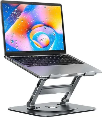 Image de Support ergonomique pour ordinateur portable à 360 degrés pour MacBook, Air, Pro, HP, Lenovo, gris - 17 pouces.
