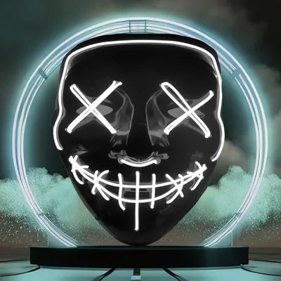 Produktbild von Halloween Maske mit LED Leuchten Grusel The Purge  Horror Gesichtsmaske 3 Lichteffekten Verkleidung Kostümspiele Kostüm Party Herren Damen Weiß Retoo