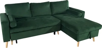 Produktbild von Eck-Couch-Sofa JAMES 3-Sitzer in grünem Velours