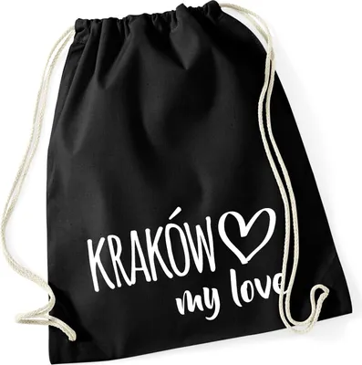 Produktbild von Huuraa Turnbeutel Kraków my love 12 Liter Black Baumwolle Rucksack Geschenkidee