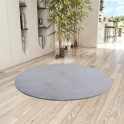 Produktbild von Teppium Waschbarer Kurzflor Teppich, rutschfest & weich, Modernes Einfarbig Design für Wohnzimmer, Schlafzimmer, Grösse: 80 cm Rund