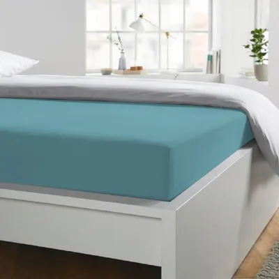 Produktbild von schlafgut, Spannbettlaken, Jersey, Lagune, 140x200 - 160x200 cm, bis 20 cm Höhe, bügelfrei, umweltfreundliche Farben