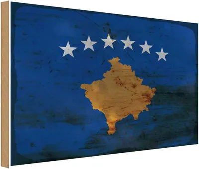 Produktbild von vianmo Holzschild 30x40 cm Kosovo Flagge Fahne Wappen