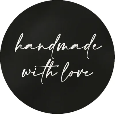 Produktbild von Aufkleber Handmade with love Schwarz | ⌀ 4cm Rund Etikett | DIY Selbstgesmachtes