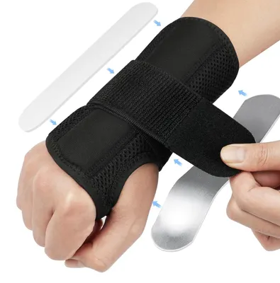 Obrázok produktu pre Nastaviteľná zápästná ortéza pre pravú ruku, ergonomická podpora, s odnímateľnou kovovou dlahou, L
