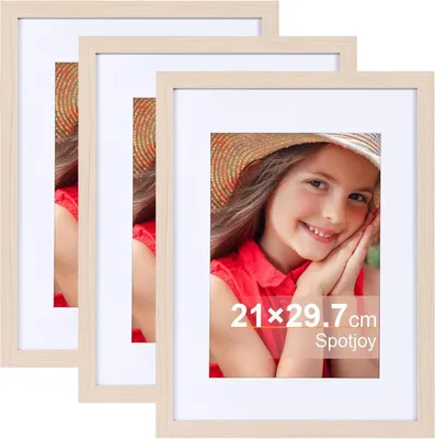Immagine prodotto di Spotjoy cornice per foto A4 cornice in legno set di 3 con passe-partout