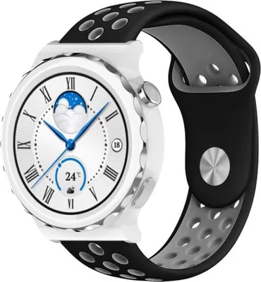 Produktbild von Strap-it Huawei Watch GT 3 Pro 43mm Sportarmband (Schwarz/Grau)